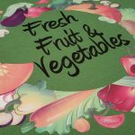 Fresh Fruit & Vegetables - Light Green Canvas with a Multi-Coloured & Black Heat Pressed Vinyl Logo