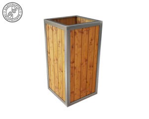 Metal and Wood Arturo Industrial Cafe Planter with Logo. Bespoke Cafe Planter, Wooden Cafe Planter, Custom-Made Cafe Planter, Handmade Cafe Planters, Commercial Planters, Commercial Cafe Planter
