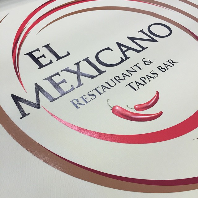 El Mexicano Restaurant and Tapas Canvas Banner - Beige Canvas with Multi-Coloured Heat Pressed Vinyl Logo