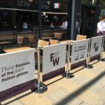 Fed n Watered - White Canvas Café Banners with Advance Free Standing Café Posts