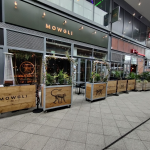 Mowgli Planters and Wooden Framed Cafe Panels, Zincato Industrial Cafe Planter, Planter on Wheels, Wood Cafe Planter, Branded Planters, Restaurant Planters, Cafe Planters, Planters for Cafes, Steel Framed Planters, Cafe Screens, Cafe Windbreaks, Cafe Barrier Posts, Branded Cafe Barrier Panels