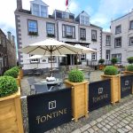 Valant Wooden Cafe Planters outside The Tontine Restaurant. Tall Cafe Planters. Bespoke Cafe Planters, Restaurant Planters, Custom-Made Planters, Planters for Cafes, Commercial Planters, Hospitality Planters