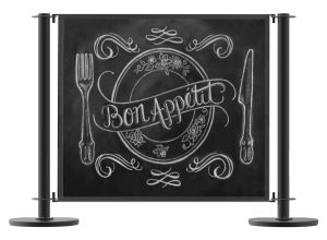 Chalkboard Café Panels, Cafe Screens, Cafe Barrier Posts, Stainless Steel Cafe Barrier Posts, Chalkboard Panels, Outdoor Cafe Panels, Bespoke Cafe Panels, Restaurant Cafe Panels, Custom Design Cafe Panels, Commercial Cafe Panels, Cafe Barrier System, Cafe Windbreaks, Barrier Stanchions