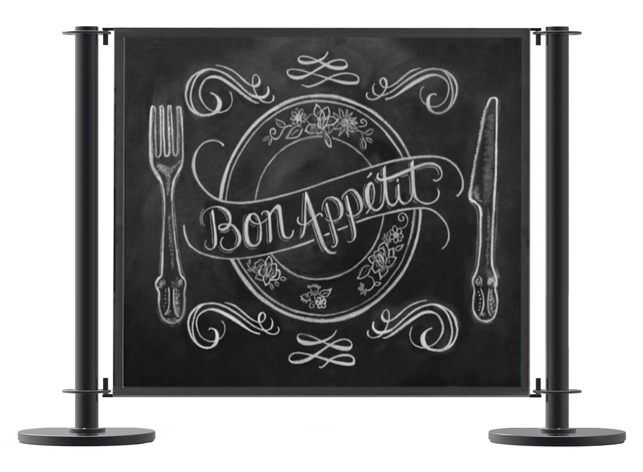 Chalkboard Café Panels, Cafe Screens, Cafe Barrier Posts, Stainless Steel Cafe Barrier Posts, Chalkboard Panels, Outdoor Cafe Panels, Bespoke Cafe Panels, Restaurant Cafe Panels, Custom Design Cafe Panels, Commercial Cafe Panels, Cafe Barrier System, Cafe Windbreaks, Barrier Stanchions