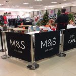 Marks & Spencer in Milton Keynes - Black Canvas Café Banners with Stainless Steel Advance Free Standing Café Posts