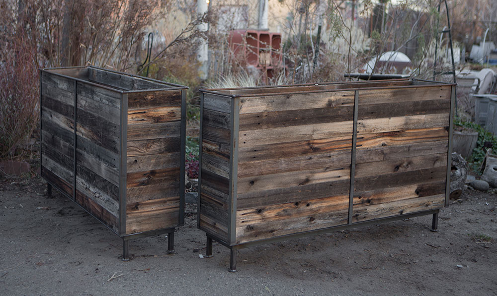 Combination Commercial Planter Design Options Made From Metal & Wood
