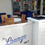 Valant Wooden Café Planter, Wooden Valant Planters painted White for The Lounge, printed café banners, bespoke café banners, handmade café banners, custom café banners, café screens, fabric café banners. wooden tall planters, bespoke cafe planters, custom made cafe planters, Restaurant planters, commercial planters, outdoor planters, wood planters