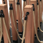 Wooden Rustic Rope Barrier Posts with Polyhemp Rope & Black Rope Ends