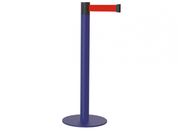 Airport Retractable Barriers in Blue with Red Tape