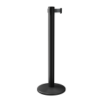 Black QueuePro 300 Retractable Barrier Post with Black Tape. Available in a Selection of Colours, Retracting Barrier Post, Retractable Stanchion, Metal Retractable Barrier, Commercial Retractable