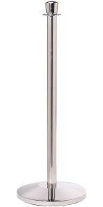 Leader Crown Rope Post in Stainless Steel Finish, Metal Rope Barrier Post, Silver Rope Upright, Rope Stanchions, Post & Rope