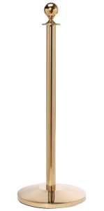 Leader Sphere Rope Post in Brass Finish, Metal Rope Barrier Post, Gold Rope Upright, Rope Stanchions, Post & Rope