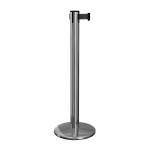 Polished Stainless Steel QueuePro 300 Retracting Barrier Post, Retractable Stanchion, Metal Retractable Barrier, Commercial Retractable
