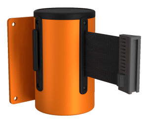 Standard Retractable Wall Mount in Orange with Black Tape