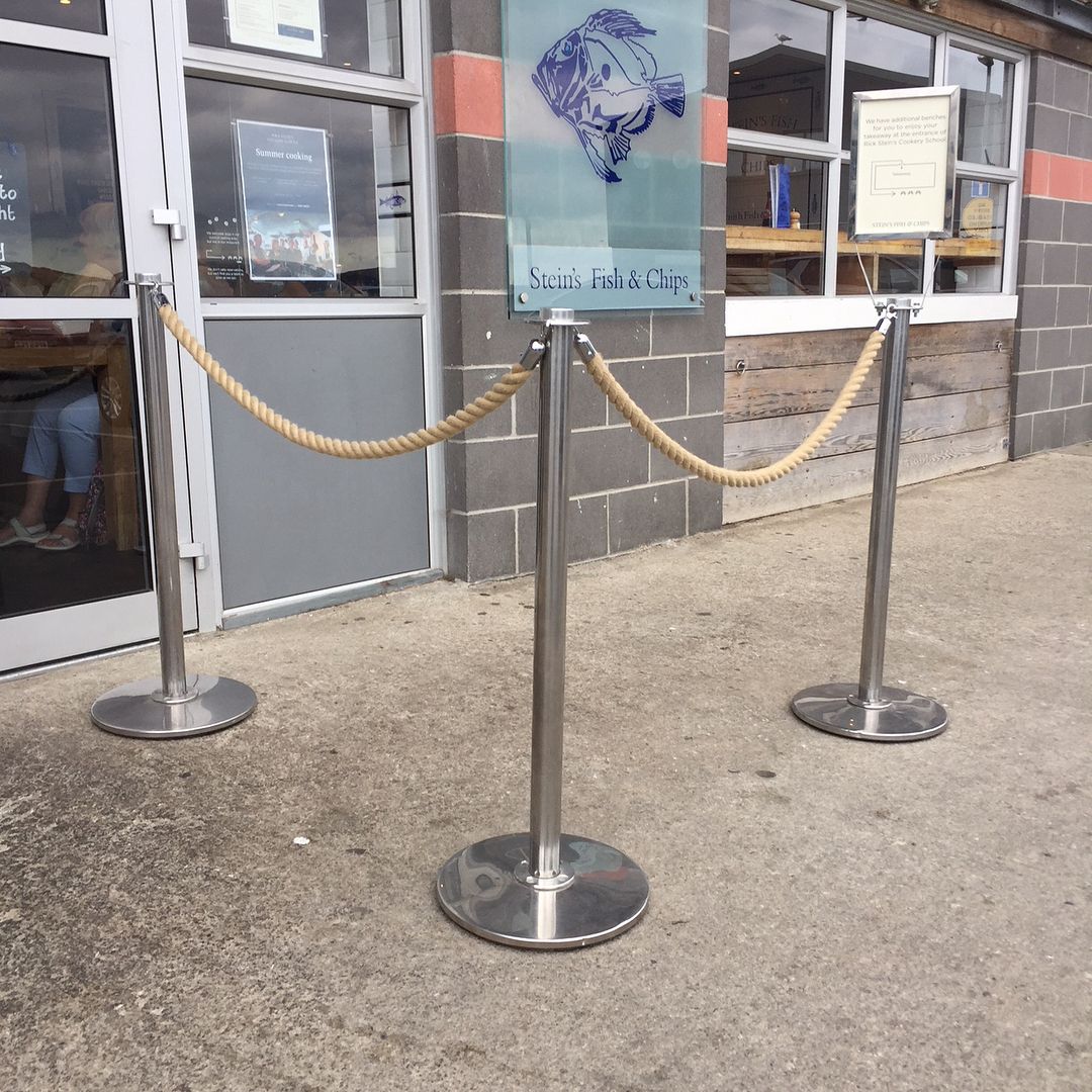 Stainless Steel Advance Rope Barrier Posts with Polyhemp Rope for Rick Stein's, Padstow
