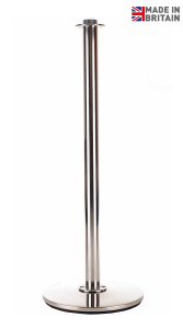 Advance Café Barrier Post - Made In Britain, Cafe Barrier Posts, Heavy Duty Cafe Barrier Post, Wooden Cafe Post, Cafe Barrier Uprights, Pavement Barriers, Cafe Windbreaks, Cafe Barrier Pole and Base, Stainless Steel Cafe Barrier Stanchion