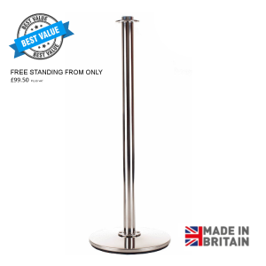 Advance Cafe Barrier Post in Stainless Steel - Made in Britain, Bespoke Cafe Barriers, Custom Cafe Stanchions, Cafe Uprights in Metal Finish, Metal Cafe Barrier Posts