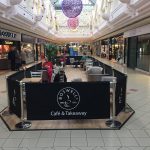 Boswells Cafe Barrier System, printed café banners, bespoke café banners, handmade café banners, custom café banners, café screens, fabric café banners, original cafe barrier post, bespoke cafe barrier posts, metal stanchions, stainless steel cafe barrier posts.