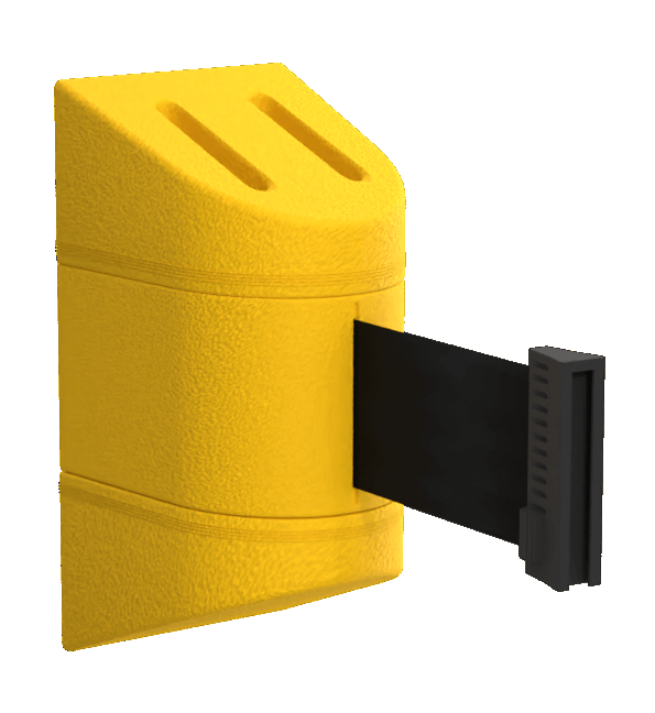 Mini Retractable Wall Mount in Yellow with Black Tape