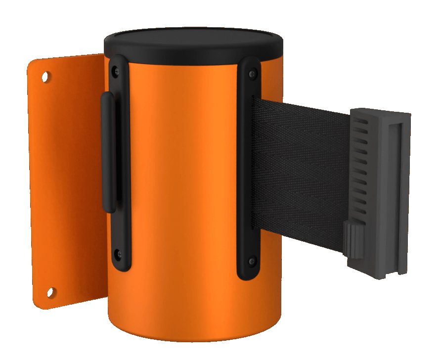 Standard Retractable Wall Mount in Orange with Black Tape