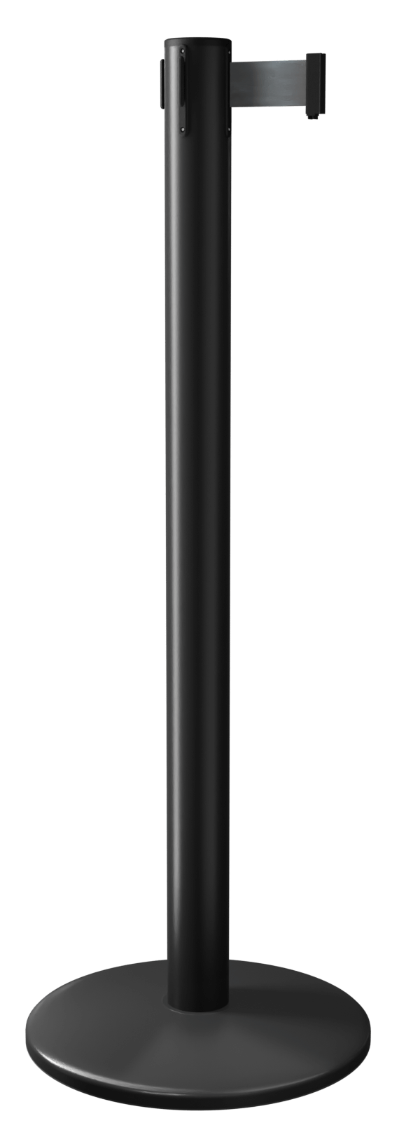 QueuePro Retractable Barrier Post in Black with Black Tape