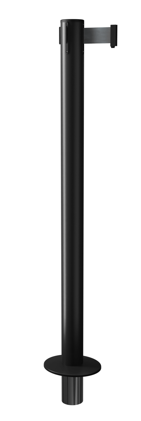 QueuePro Retractable Barrier Floor Socket Post in Black with Black Tape