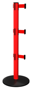 RollerSafety Triple Retractable Barrier in Red with Red Tape