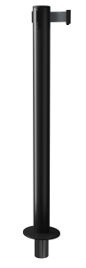RollerPro Retractable Barrier Floor Socket Post in Black with Black Tape