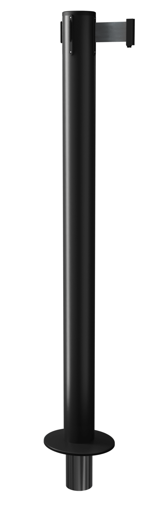 RollerPro Retractable Barrier Floor Socket Post in Black with Black Tape