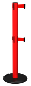 RollerSafety Twin Retractable Barrier in Red with Red Tape