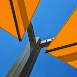 Amalfi Duo Caravita Commercial Giant Umbrellas in Yellow Close Up