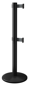 QueuePro Twin Retractable Barrier Post in Black with Black Tape