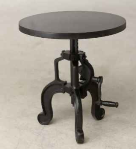 Adjustable Industrial Side Table, Furniture for Indoor Use, Metal and Wood Table, Commercial Furniture, Hospitality Furniture