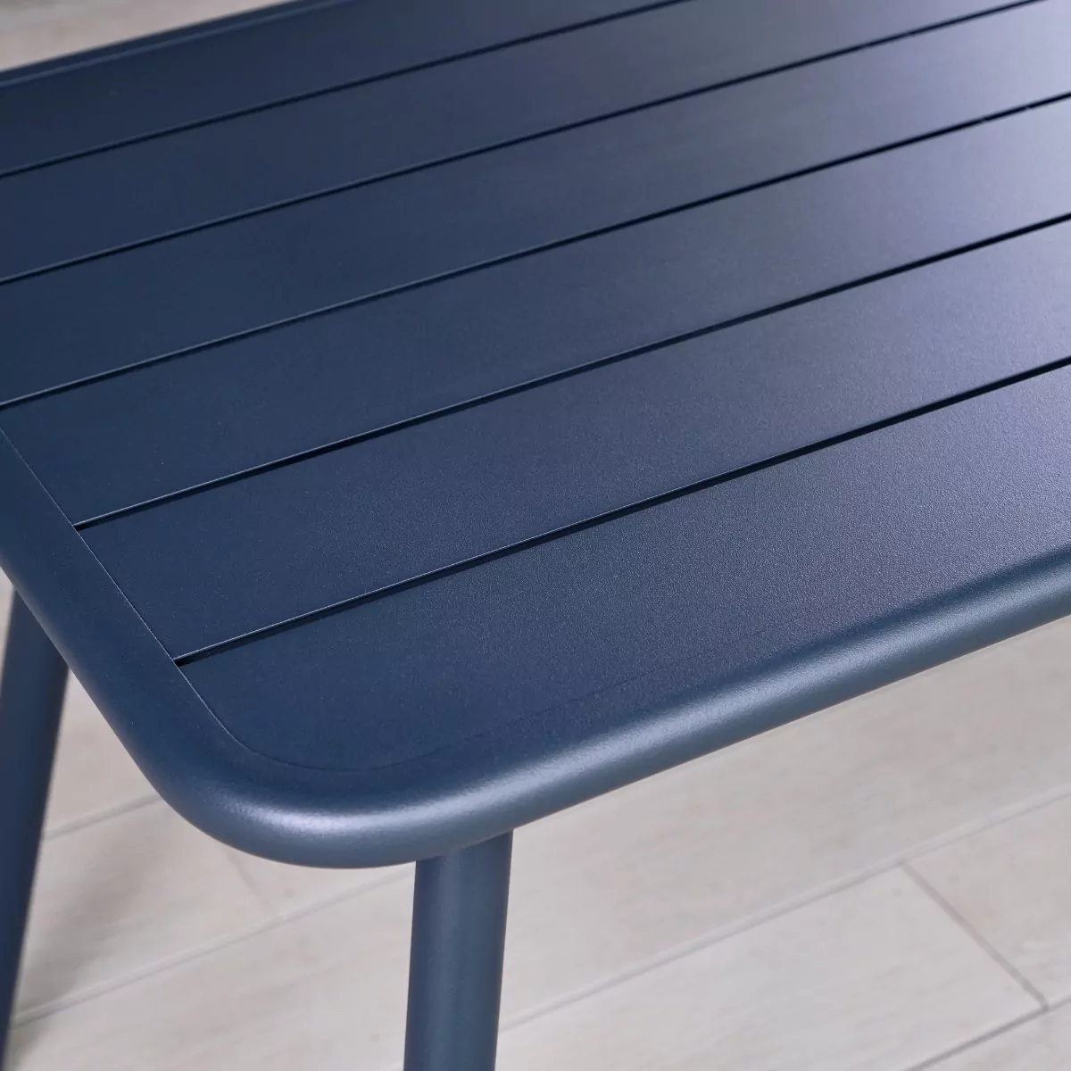 1.2m Grey Indoor & Outdoor Rectangular Metal Table Hamsterley Range - Close Up