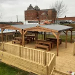 Commercial Wooden Gazebo - Roof View on Pub Decking, Wooden Cafe Pergola, Restaurant Pergola, Outdoor Pergola, Pub Pergola