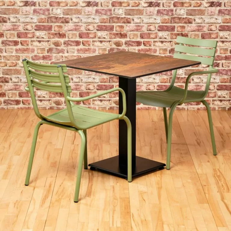 Hamsterley Indoor & Outdoor Green Armchairs with Indoor Rockingham Wood Effect Table