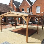 Commercial Wooden Gazebo - on Pub Patio, Wooden Cafe Pergola, Restaurant Pergola, Outdoor Pergola, Pub Pergola