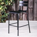 Hamsterley Bar Chair in Black - Side View, Indoor & Outdoor Use, Commercial Furniture, Hospitality Furniture, Metal Commercial Chairs
