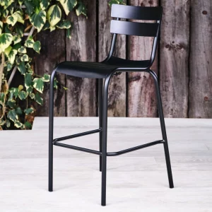 Hamsterley Bar Chair in Black - Side View, Indoor & Outdoor Use, Commercial Furniture, Hospitality Furniture, Metal Commercial Chairs