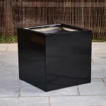 Commercial Fibreglass Planter - Black Cube Empty