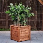 Commercial Wooden Cafe Planter - Cube with Plants, Outdoor Wood Planter, Cube Planter, Commercial Planters, Restaurant Planters, Alfresco Planters