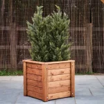 Commercial Wooden Planter - Cube with Conifer, Outdoor Wood Planter, Cube Planter, Commercial Planters, Restaurant Planters, Alfresco Planters