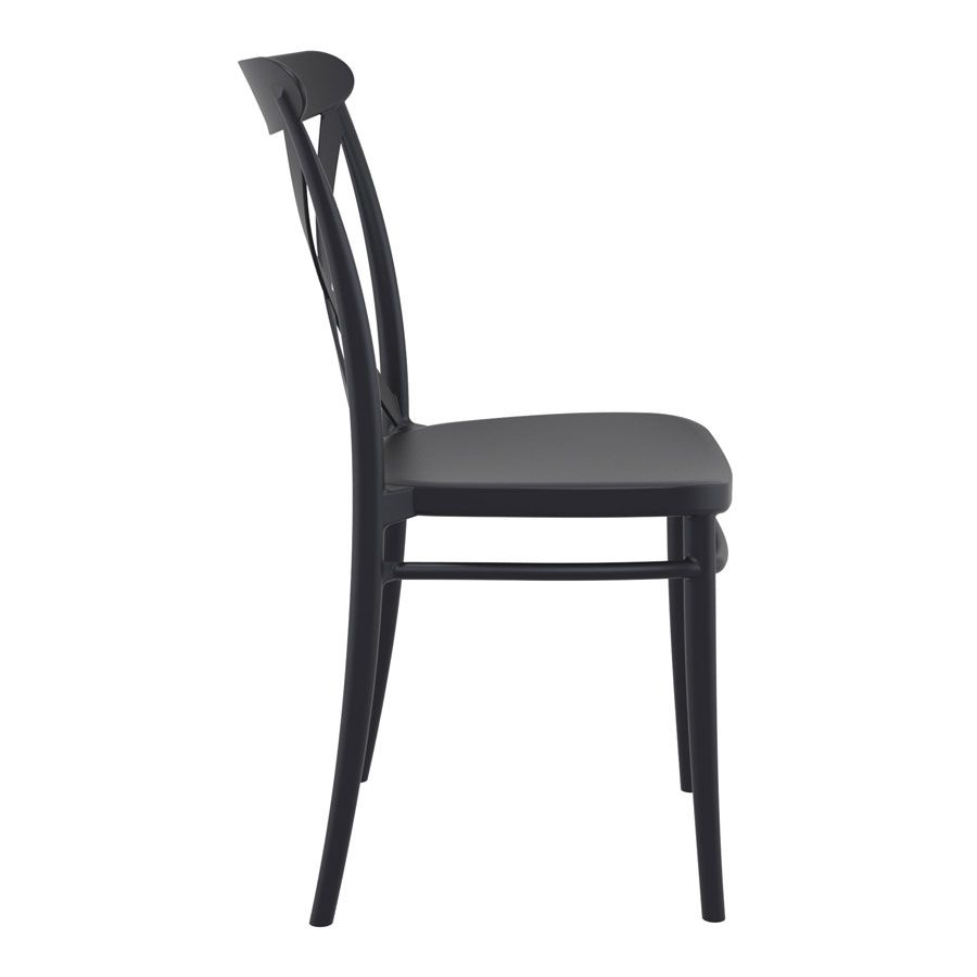 Black Criss Stackable Chair for Indoor or Outdoor Use - Side View