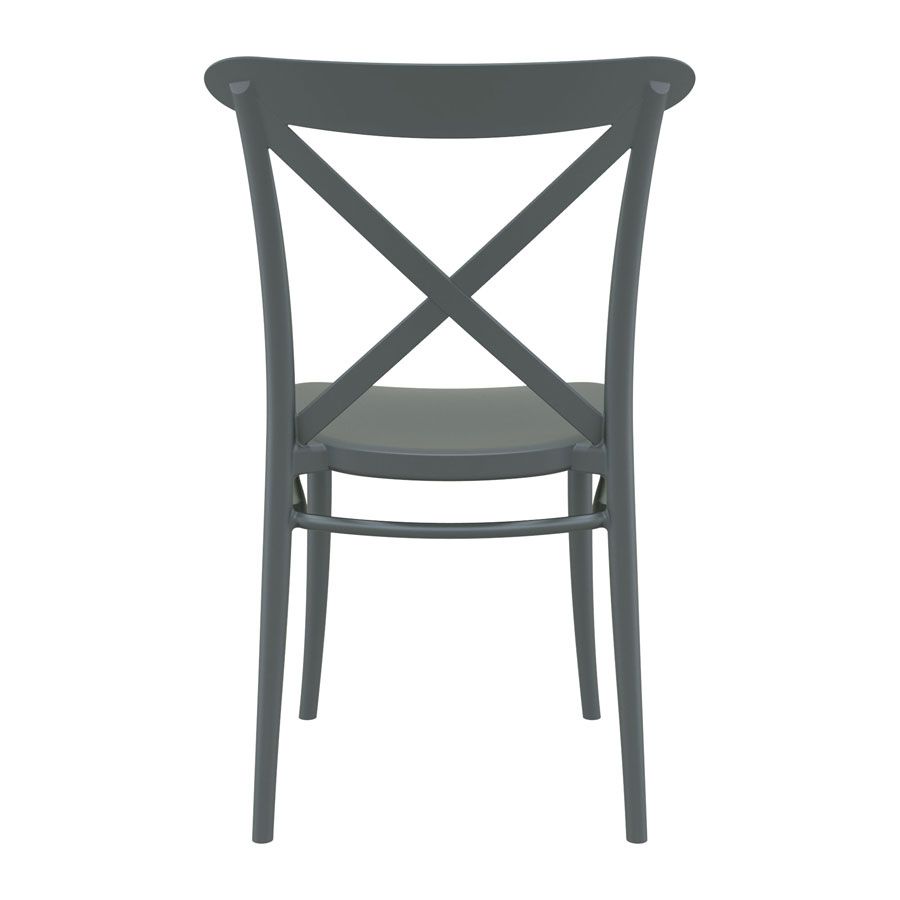 Dark Grey Criss Stackable Chair for Indoor or Outdoor Use - Back View
