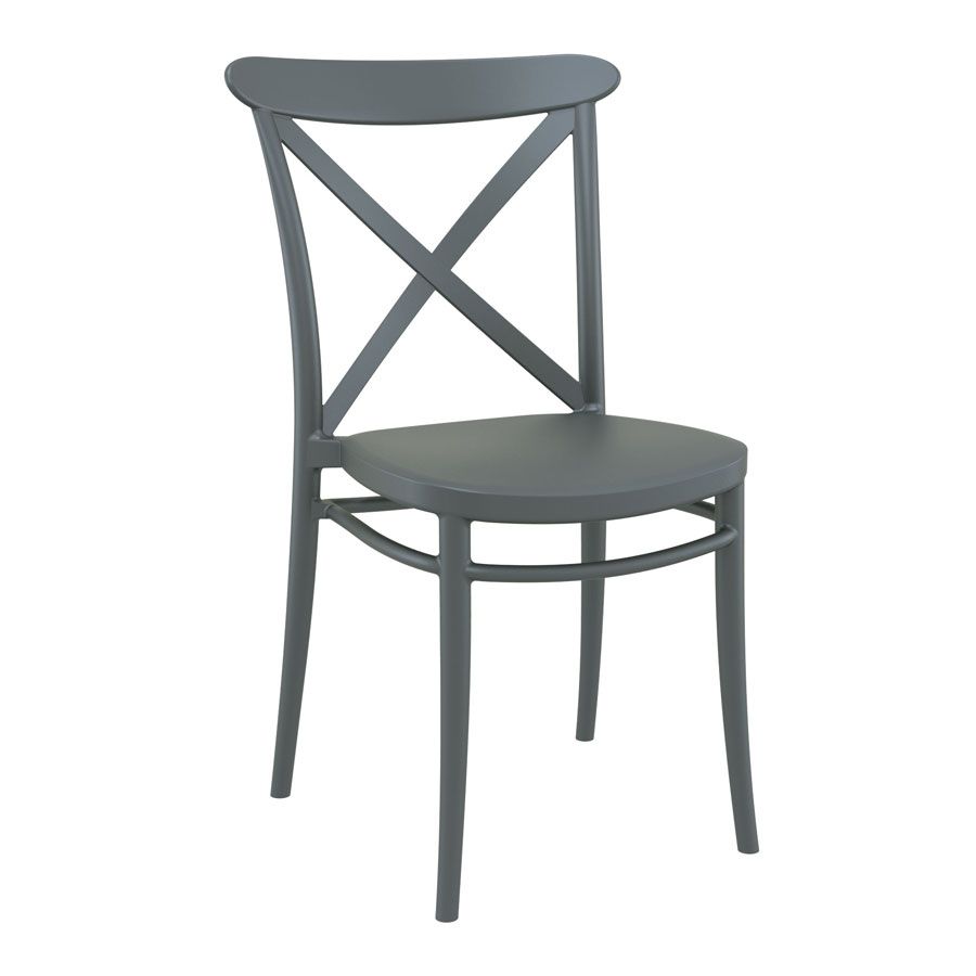 Dark Grey Criss Stackable Chair for Indoor or Outdoor Use