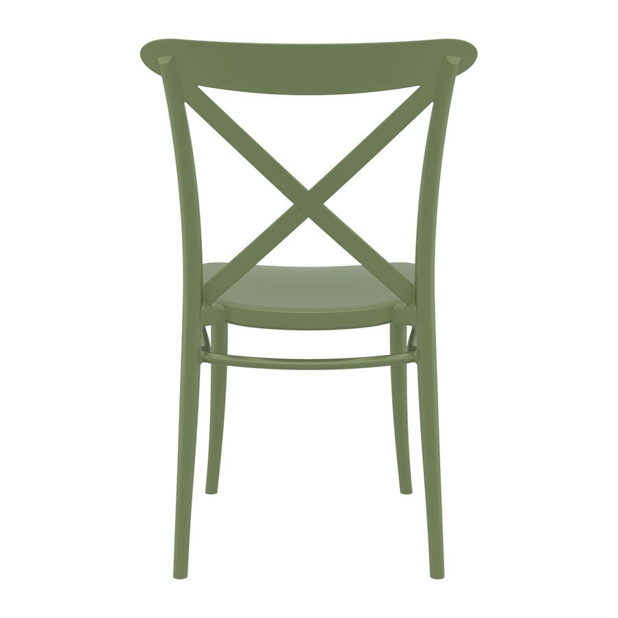Olive Green Criss Stackable Chair for Indoor or Outdoor Use - Back View