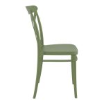 Olive Green Criss Stackable Chair for Indoor or Outdoor Use - Side View