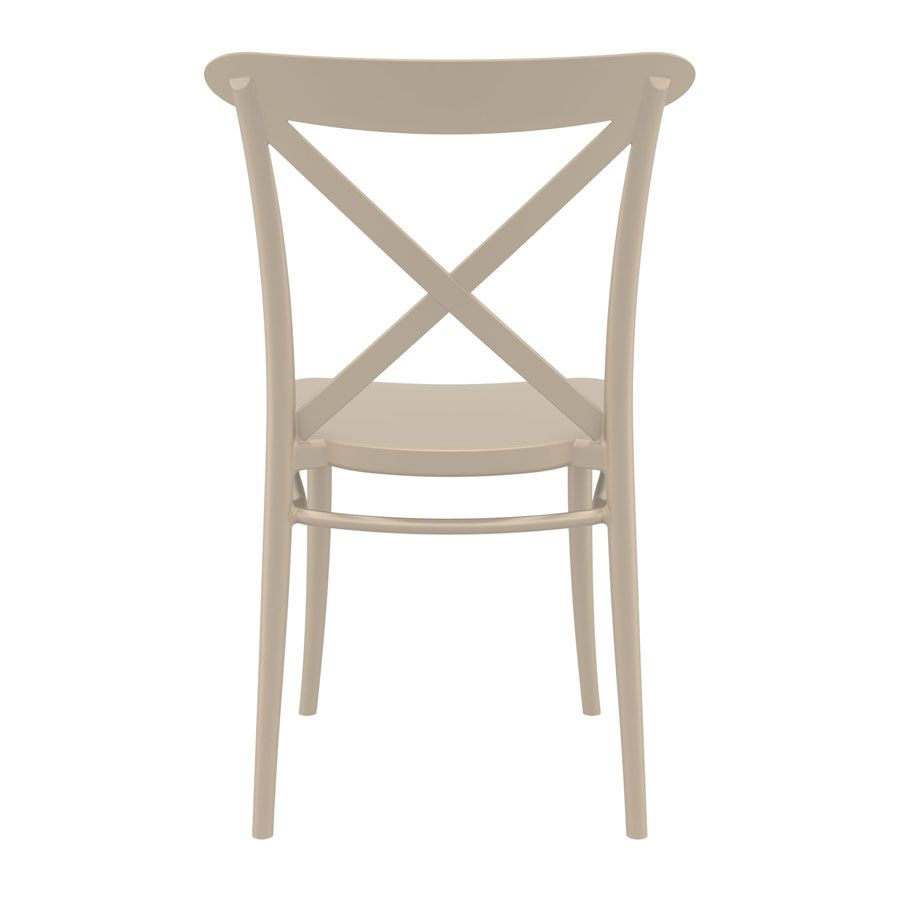 Taupe Criss Stackable Chair for Indoor or Outdoor Use - Back View