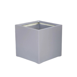 Commercial Fibreglass Cafe Planter - Grey Cube Empty, Outdoor Fibreglass Planter, Cube Planter, Commercial Planters, Restaurant Planters, Alfresco Planters