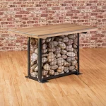 Gabion Small Rectangular Dining Table, Suitable for Indoor Use Only with Atlantic Cobble